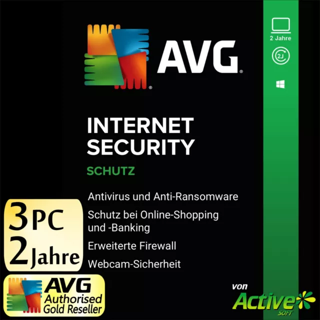 AVG AntiVirus 2024 3 PC 2 Jahre | VOLLVERSION / Upgrade | Internet Security DE