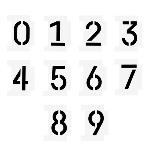 HOLLOW NUMBER DRAWING Template Curb Painting Stencils Address Kit £7.55 ...