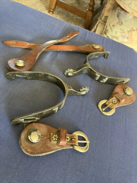 Custom Handmade “F.L.” Silver Onlay Spurs, Dimes, Real Cowboy Wester Rodeo Show