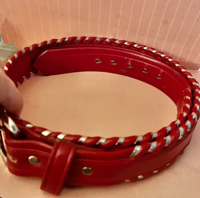 BELT  Fort Worth Leather RED Belt Hand Tooled Size 38 EUC