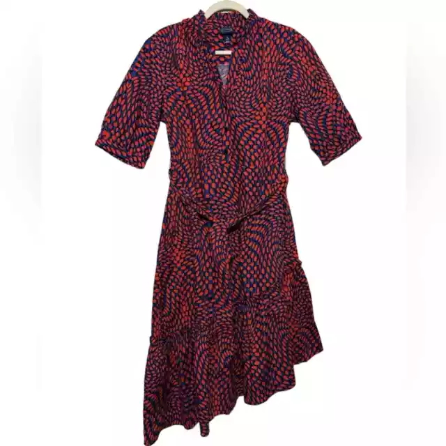 Scoop NWT Red Blue Printed Asymmetrical Midi Dress Women’s Size Medium