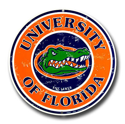 Florida Gators 12" Round Metal Florida Gators Man Cave Sign University