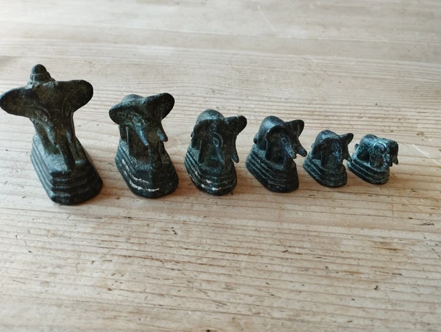 Opiumgewichte Bronze Elefanten 6 Stück