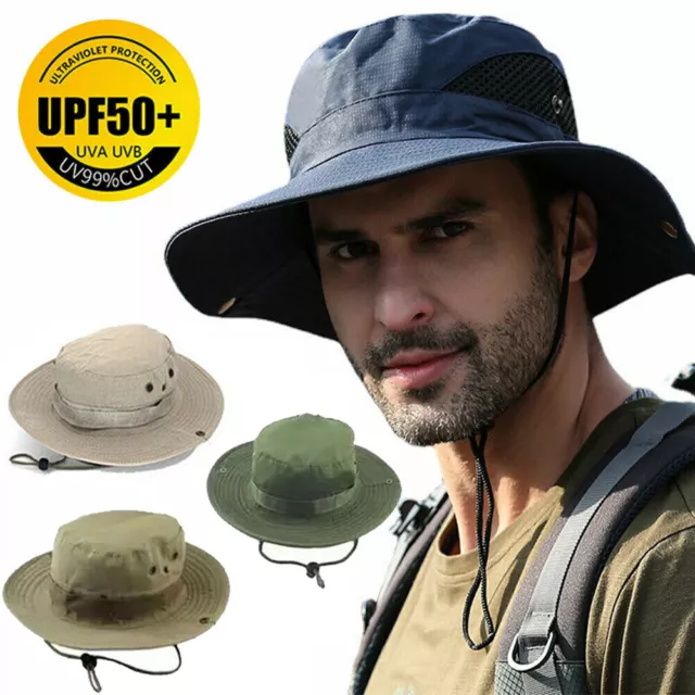 UPF 50+ MEN Sun Hat Bucket Cargo Safari Bush Army Boonie Summer Fishing Hat  UK £5.98 - PicClick UK