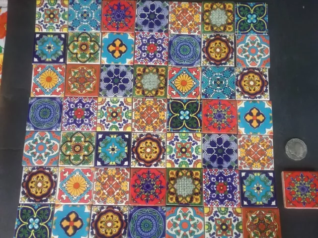 MEXICAN TALAVERA TILES x 50 ( 5cm x 5cm )  SET  Q