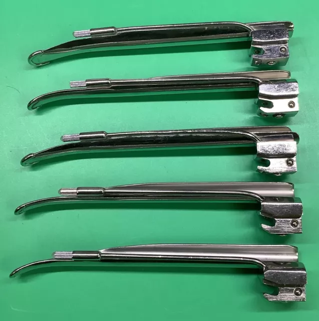 Lot Of 5 Rusch MIL 2 Miller Laryngoscope Fiber Optic Blade