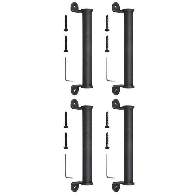 4pcs Matte Black 10" Sliding Barn Door Cylindrical Handle Cast Iron Pull Gate