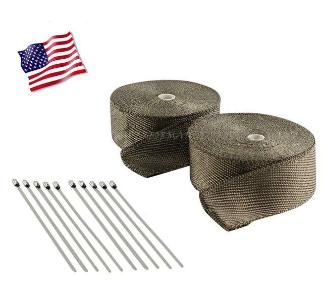 Carbon Fiber Titanium Header Wrap Kit Exhaust Pipe High Heat 100 FT 25% thinner
