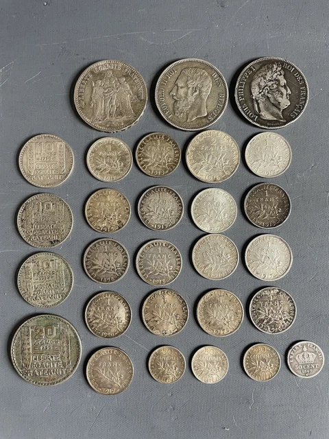 pièces de monnaies argent francs semeuse 14-18 Old silver coin numismatique