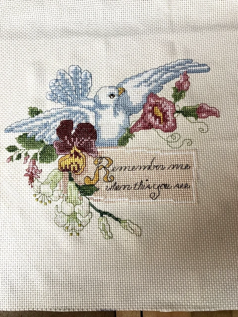 Punto de cruz terminado ~ Recuérdame ~ Paloma Pansy Mañana Gloria Flores