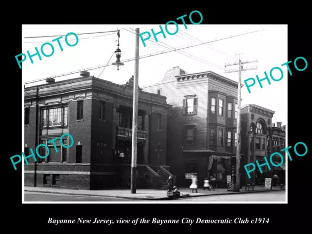 OLD LARGE HISTORIC PHOTO OF BAYONNE NEW JERSEY THE DEMOCRATIC CLUB c1914