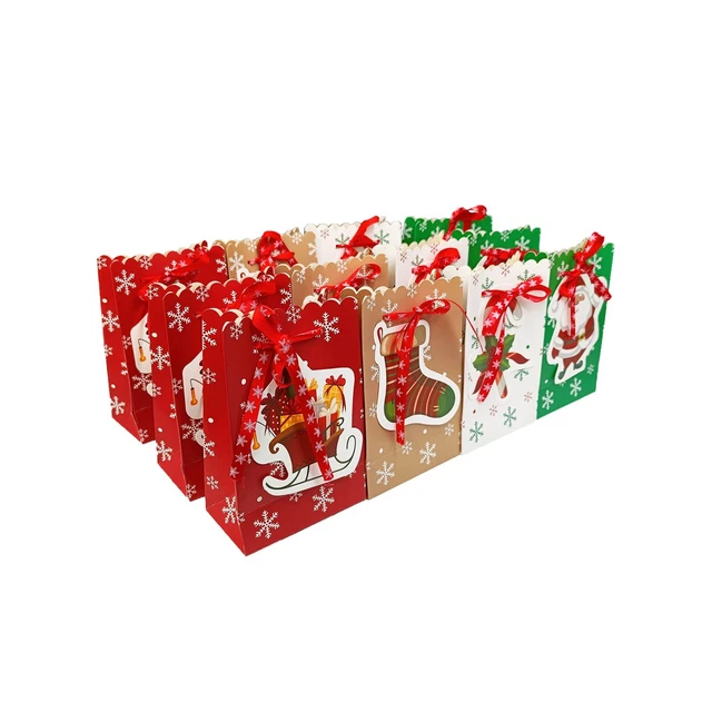 12pcs Christmas Gift Boxes-Small Christmas Bags,4 Premium Design Assorted Col