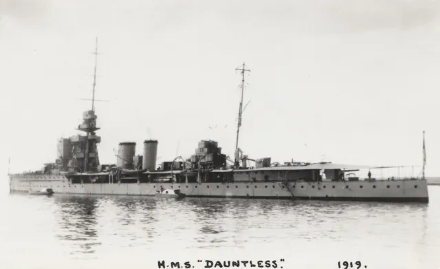 Original Photograph Royal Navy. HMS "Dauntless" Cruiser. Served WW11. Fine! 1919