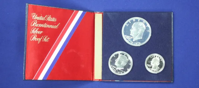 1976 U.S. Proof  Silver Three Piece 1776-1976 Commemorative Coin Set