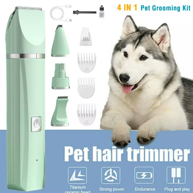 Pro Silent Pet Clippers Cordless Dog Clipper Hair Shaver Grooming Trimmer 4 in 1