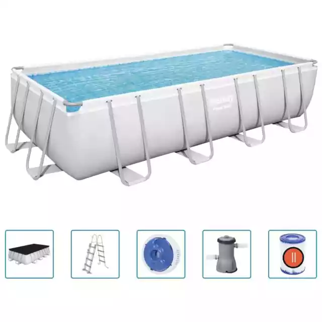 Bestway Ensemble de piscine Power Steel Rectangulaire 488x244x122 cm 2