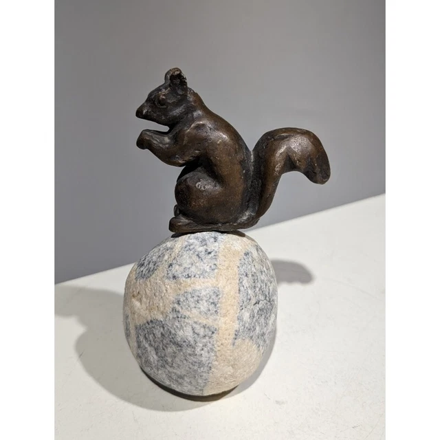 Vintage 20th Swiss Bronze "Squirrel" Sculpture Figurine Signed REUSSNER