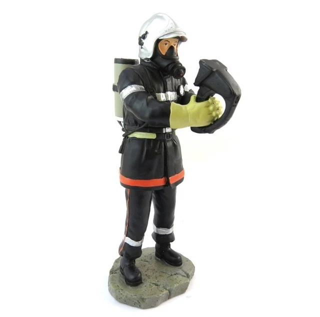 Statuette Sapeurs-Pompiers En Résine Avec Casque - 12 Cm De Haut, Neuf Sous Blister
