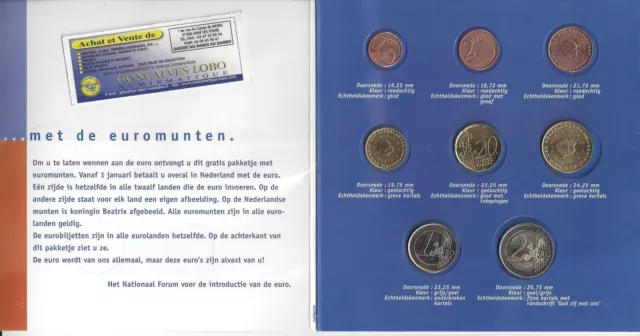 Hollande (Pays-Bas) Coffret Unc 8 Monnaies Introduction Euro
