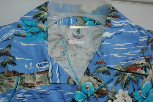 Royal Creations Hawaii Boys Size 14 Island Floral with Outriggers on Blue/Nice 3