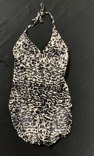VTG Rose Marie Reid One Piece Bathing Suit w/ Matching Skirt Slit Front  sz 14