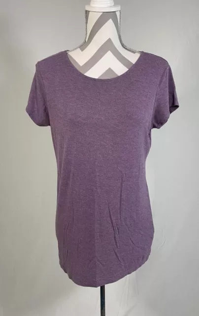 Tahari Womens Size M Lavender Purple Short Sleeve Round Neck Shirt