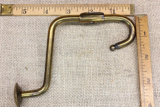 Old Coat Hook Cothes Tree Vintage 1950’s Brass Color Steel 5 1/2” rustic 3