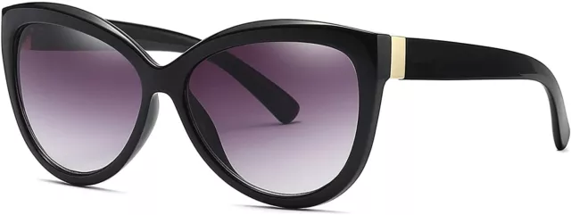 Oversized Cateye Sunglasses for Women Men with UV400 Eye Protection Lens (Black)