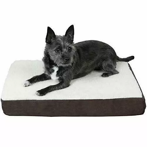 Furhaven Pet Dog Bed - Deluxe Orthopedic Mat Sherpa and Suede Traditional Foa...
