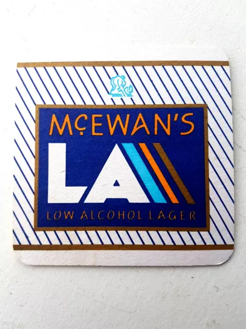 Vintage McEWAN'S - Lager - LA  Low Alcohol  ... Cat No'147 Beer mat Coaster