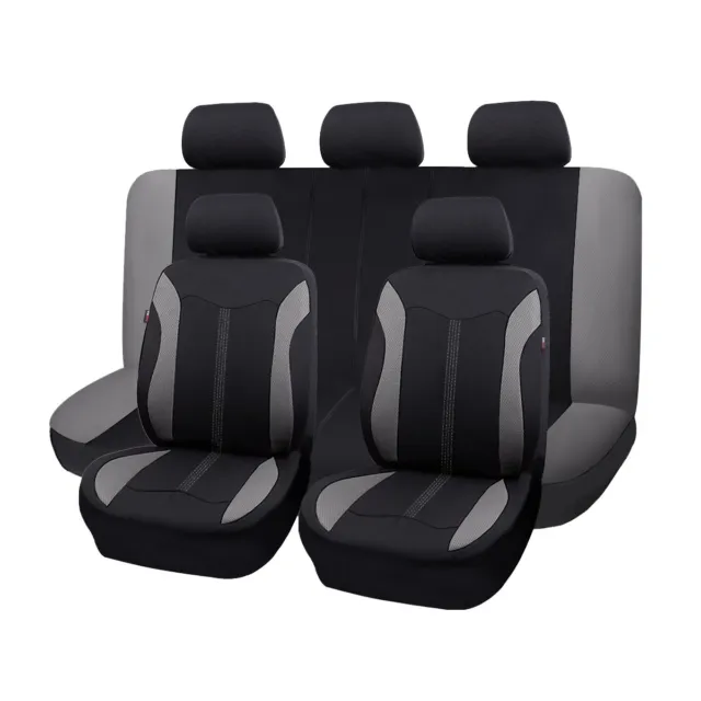 Universal Car Seat Covers Set Rear Split 40/60 50/50 Grey Black Sporty Mesh Auto
