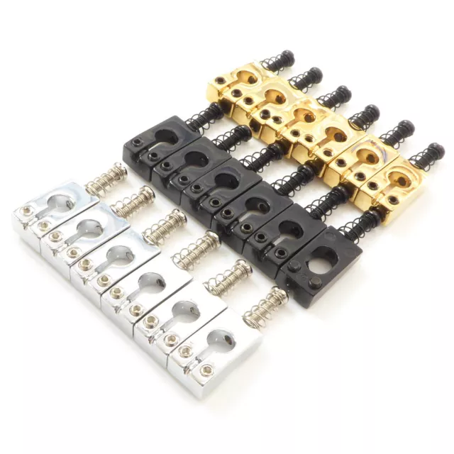 Quality set of 6 strat guitar bridge saddles in chrome, black or gold