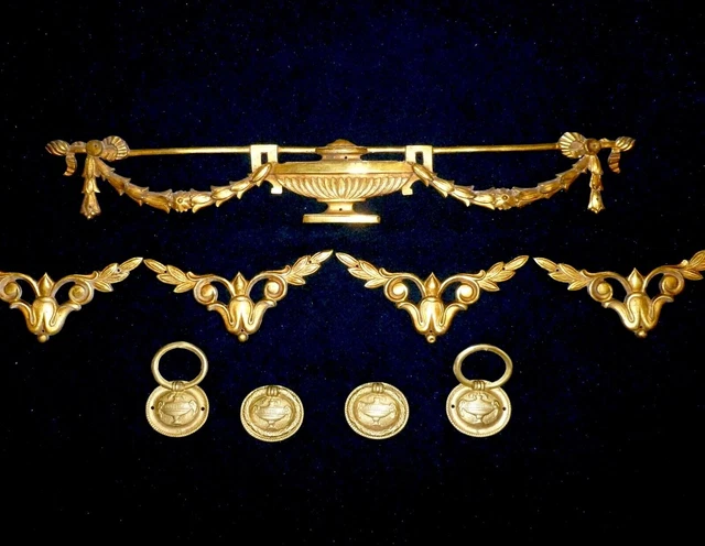 Lot Of  French Antique Gilded Brass/ Bronze  Pediments Mounts Decors