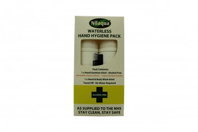 Nilaqua Waterless Hand Hygiene Pack 65Ml Hand Sanitiser + 65Ml Hand Wash. New