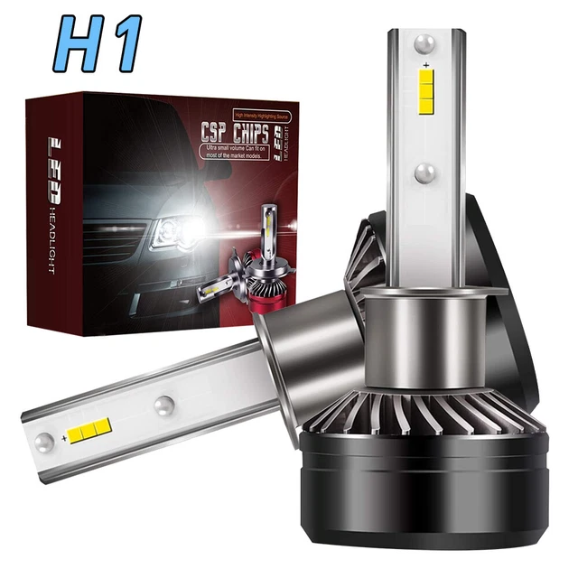 Pair H1 LED headlight Bulbs kit High Low beam Foglights 6000K