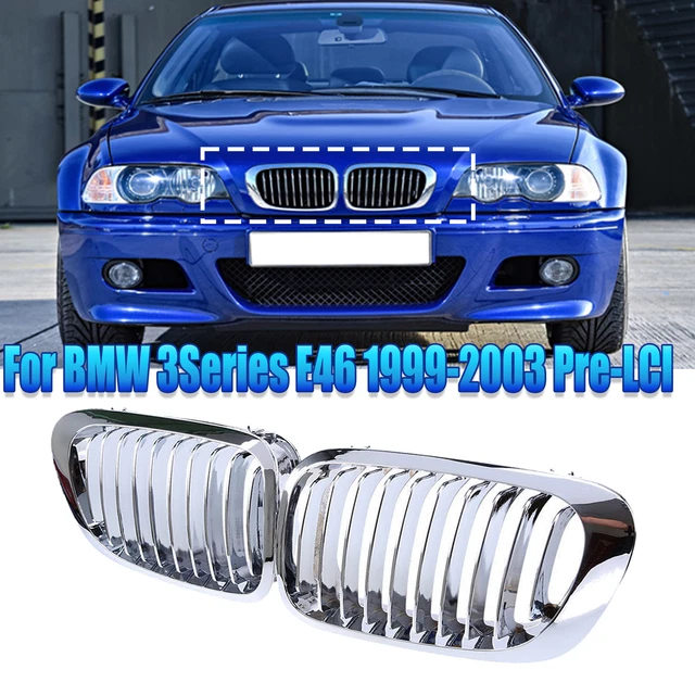 Chrome Euro Front Upper Kidney Grille For 02-05 Bmw E46 Grille 3 Series 320 325 330 4d (pair