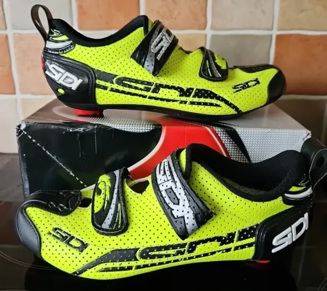 Sidi T-4 Air Carbon Triathlon Cycling Shoes Size 42 Immaculate Flurescent Yellow