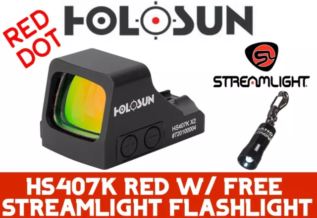 Holosun HS407K X2- Red Dot- W/ *FREE* Complimentary Streamlight Nano Flashlight!