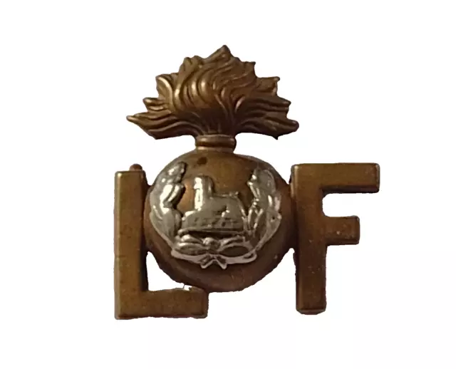 WW1 LF Title Lancashire Fusiliers Regiment Shoulder Title 2lugs 34mm Antique Org