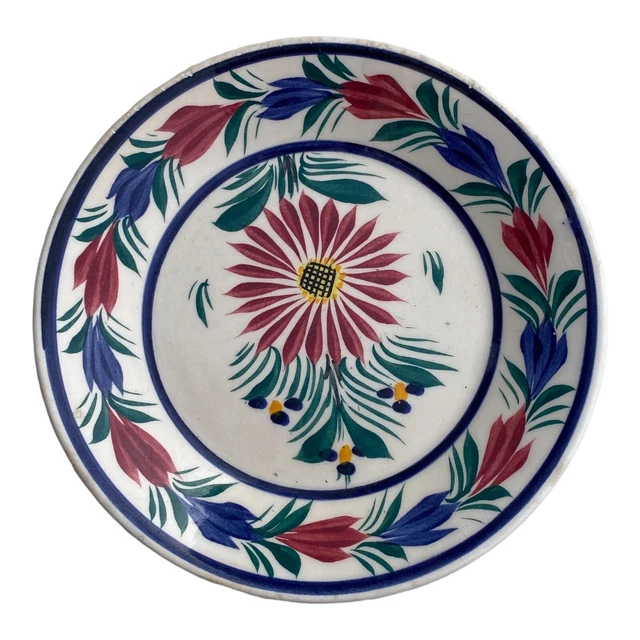 assiette ancienne en faïence de quimper HB décor signé numéroté BF176