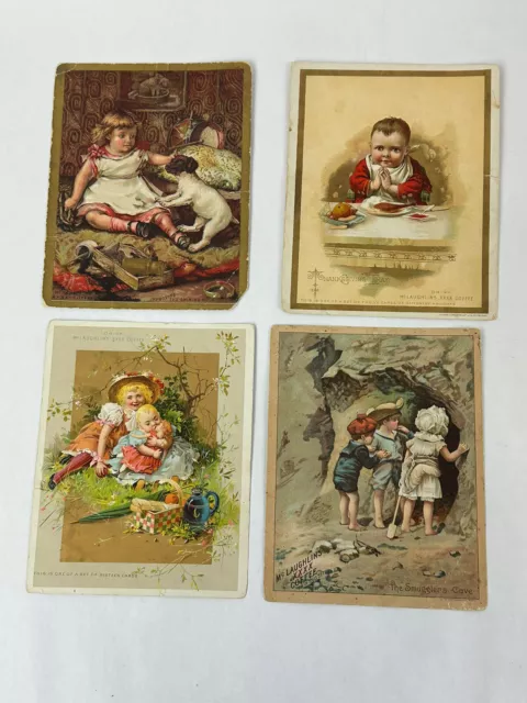 Lot of 4 McLAUGHLIN'S XXXX COFFEE Victorian Trade Cards 1890s Children Babies