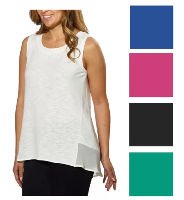 Adrienne Vittadini Womens High-Low Sleeveless Blouse Top