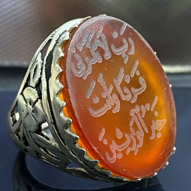 handmade islamic 925 sterling Silver men's ring Natural Yemen Agate Aqeeq ring