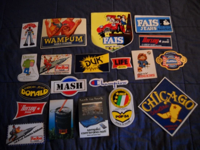 ADESIVI ANNI 70 80- Lotto Di 20 Pezzi Marche Di Jeans EUR