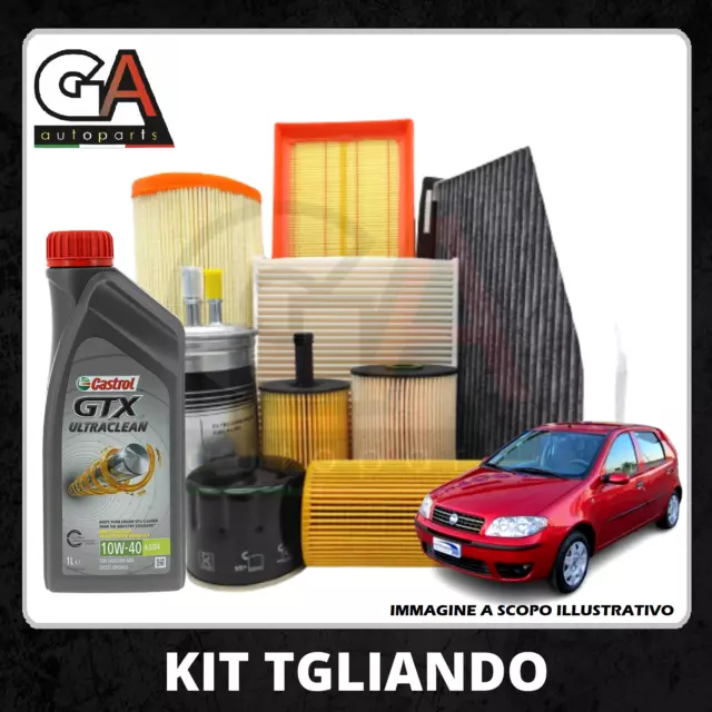 Kit tagliando Fiat Punto 188 1.2 8v 44kw 60cv 3 litri olio Castrol gtx 10w40