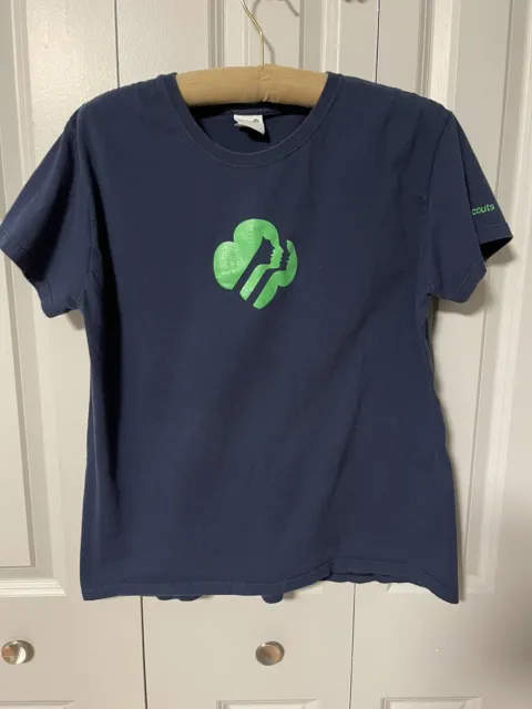Official Girl Scout’s Woman’s T-shirt - Blue with Green Logo. L to XL Preowned