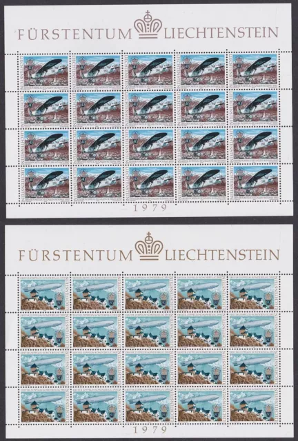 Liechtenstein 1979 Coppia Minifogli Europa Zeppelin Mnh ** Nuovi