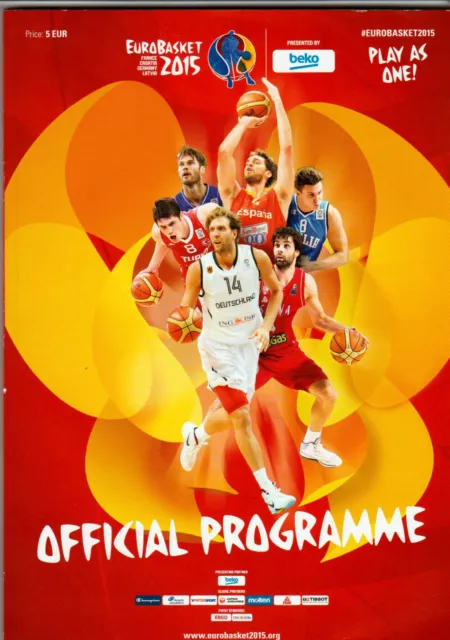 Programmheft  Basketball EM 2015 in Berlin mit Dirk Nowitzki + Eintrittskarte