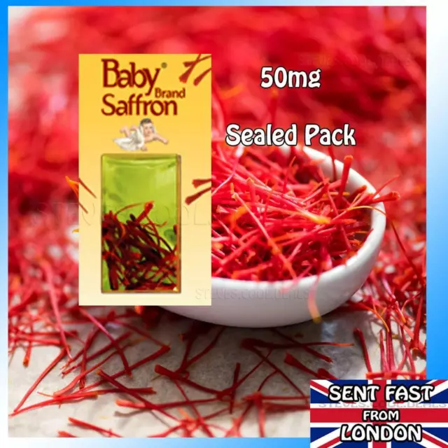 Pure Saffron Sealed Pack Baby Brand crocus spice Indian Finest Kesar Dried 50mg