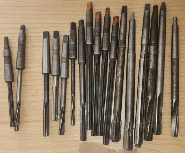 6-23 Lot of 17 Morse #1 Tapered Shank Reamers Size Range From .242-.590